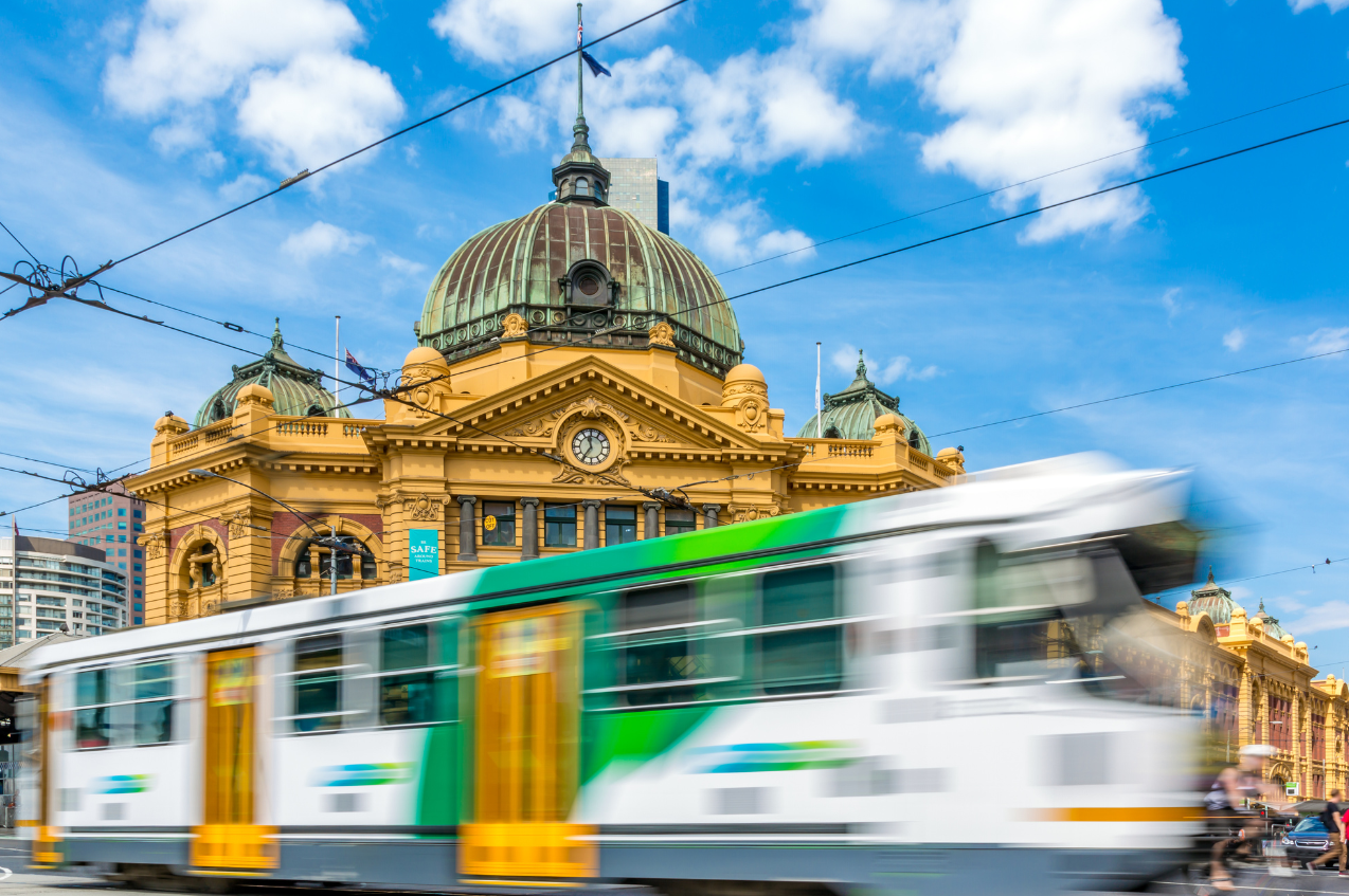 A Yarra Trams light-rail vehicle in service on the Melbourne network